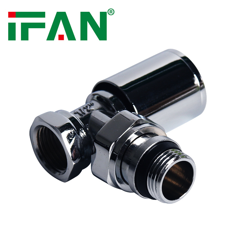 Ifan ASTM A312 Chrome Plated Brass Radiator Valve 1/2'' Radiator Angle Valve Slivery Radiator Valve