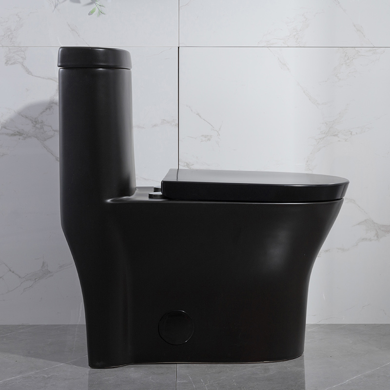 Floor Mounted Home Smooth Surface Wc Water Closet Bathroom Matte Black One Piece Toilet Bowl