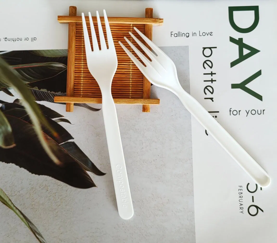 7" Disposable Cpla 7" Cutlery Plant Based Compostable Forks Biodegradable Cutlery Kit