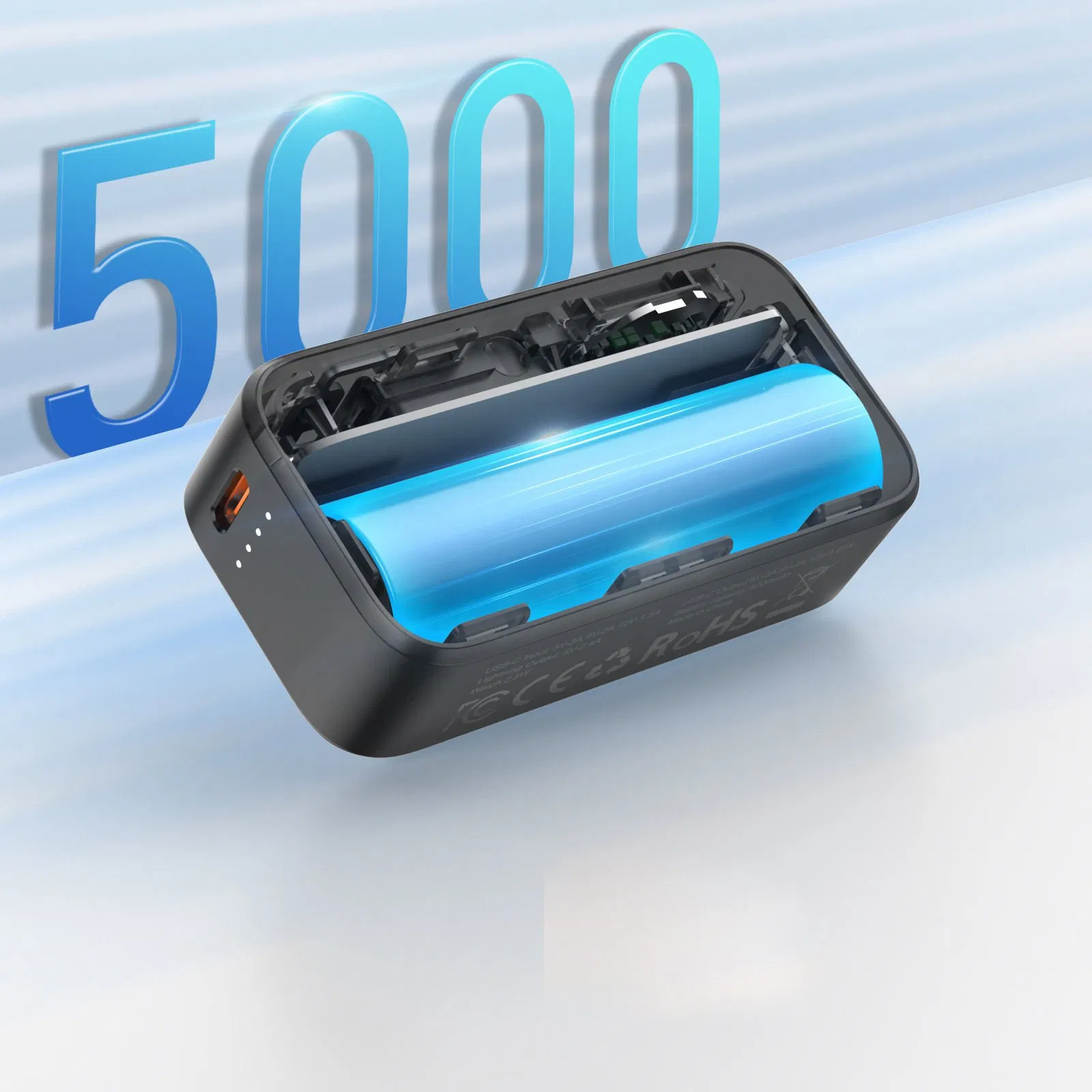 Мини-пауэрбанк 5000 мАч с беспроводной зарядкой 3-в-1