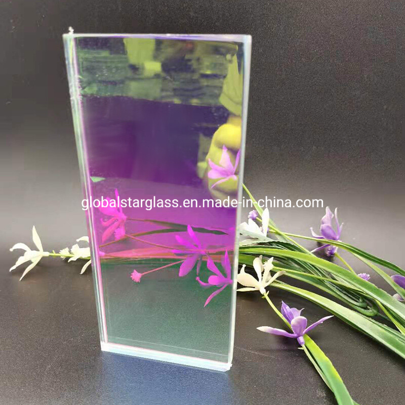 Dichroic Coated Pink Green Colorful Semi-Reflective Color Changing Magic Glass for Curtain Wall Can Be Tempered