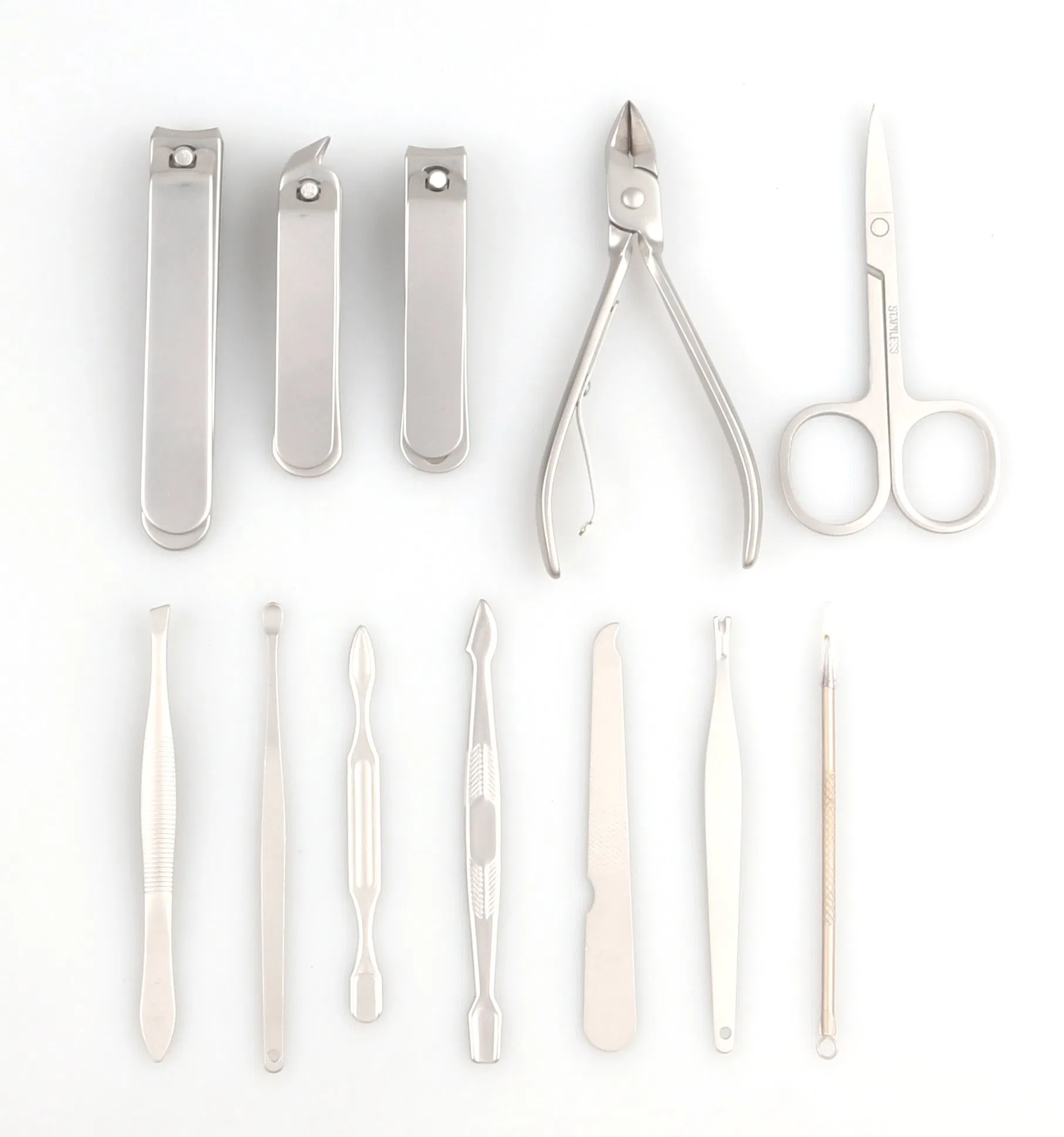 12PCS Portable Nail Cutter Stainless Steel Nail Clippers Pedicure Manicure Set Factory Price (SE-MS010)