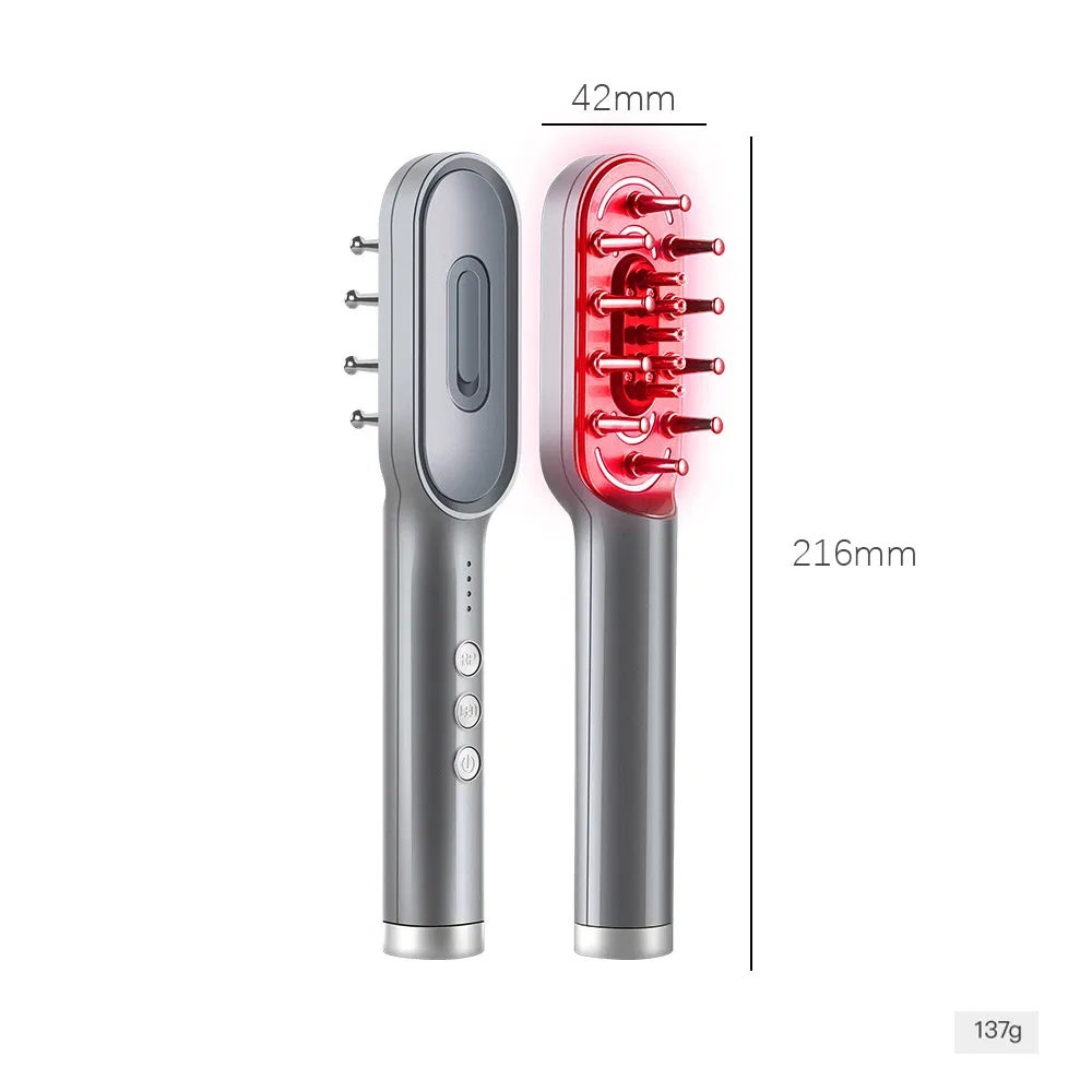 Электрическая массажная расческа EMS с лазером и светотерапией