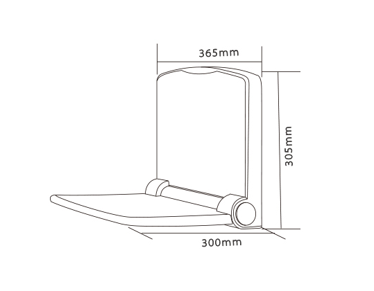 Simple White Color Wall Mounted Fold-up Shower Chair for Disable