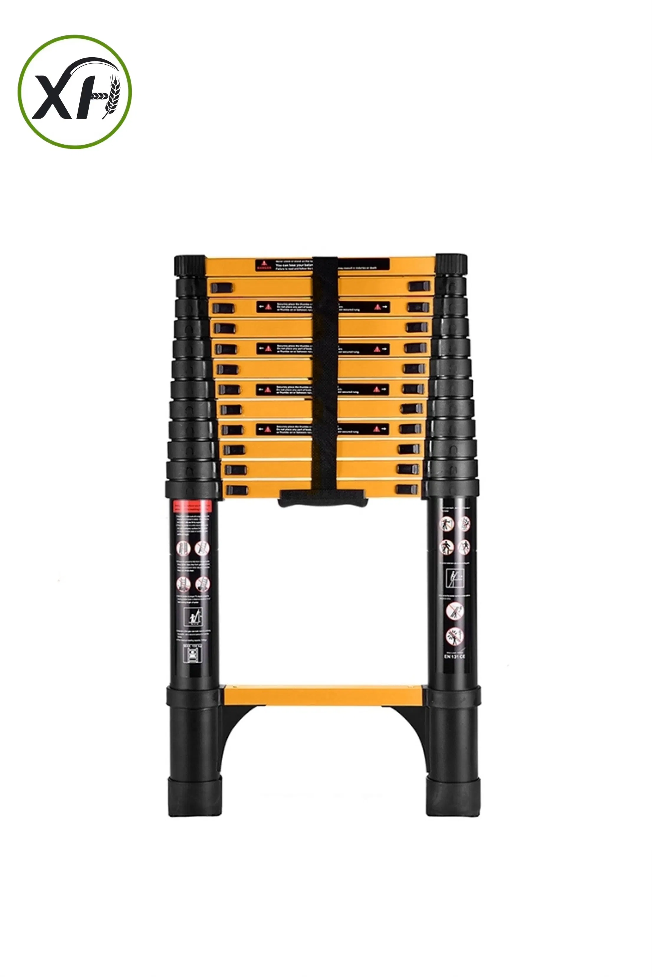 Aluminum Telescopic Straight Ladder Conventional Straight Ladder Black and Yellow Aluminum Tube