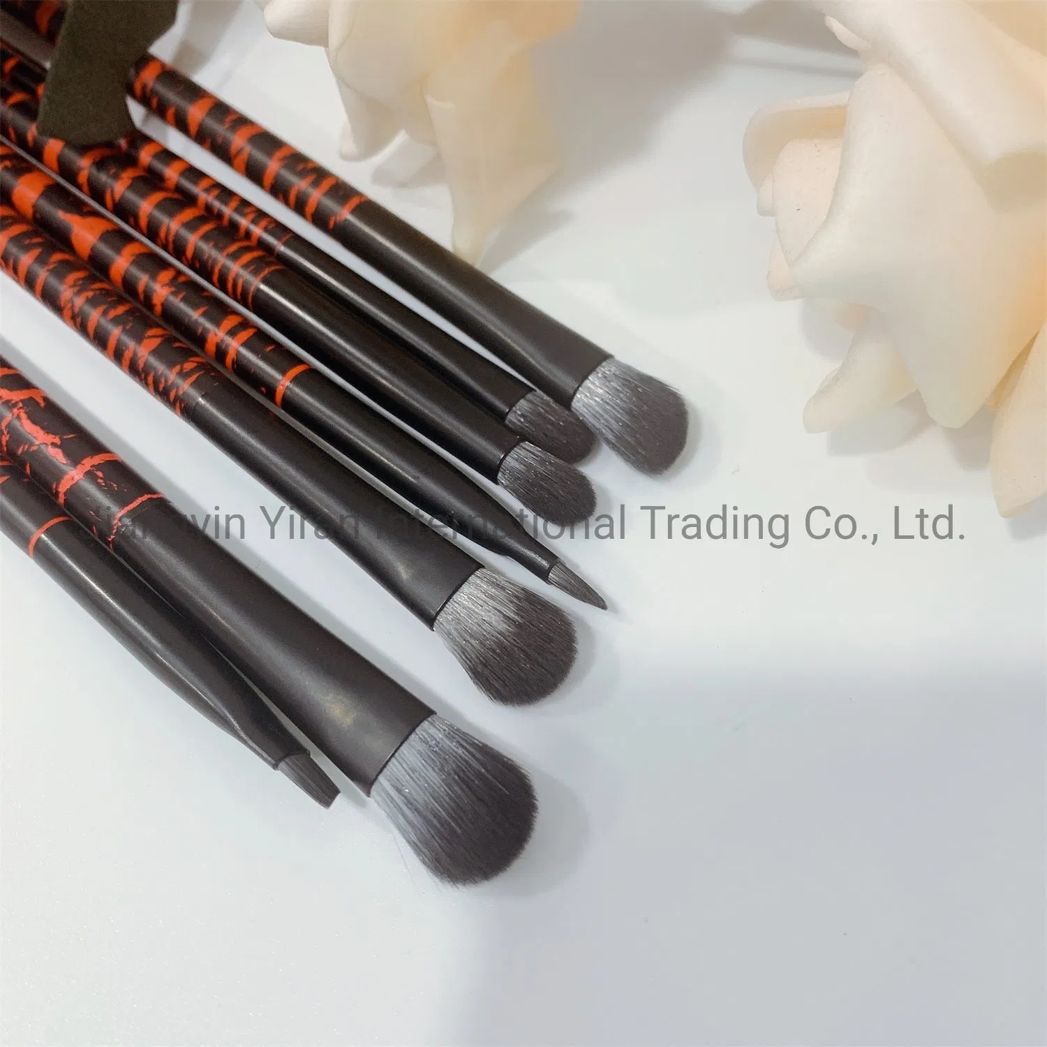 Eyeshadow Brush Set 7PCS Makeup Eye Brush Set with Soft Synthetic Hairs & Real Wood Handle for Eyeshadow, Eyebrow, Eyeliner, Blending Red Fire and Black