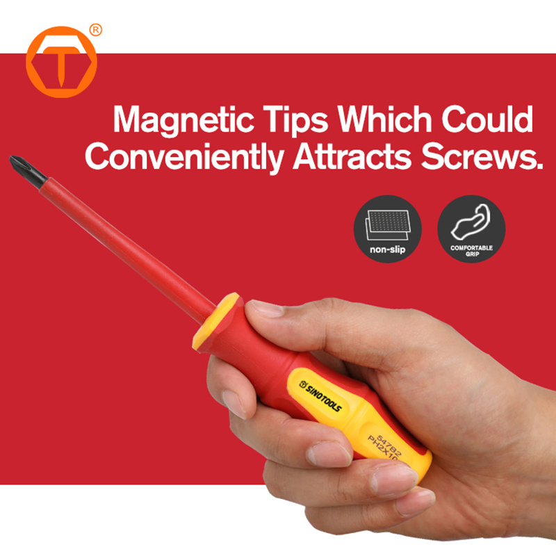 VDE Insulated Screwdriver 6 PCS Magnetic Tips Bit Screwdriver Set