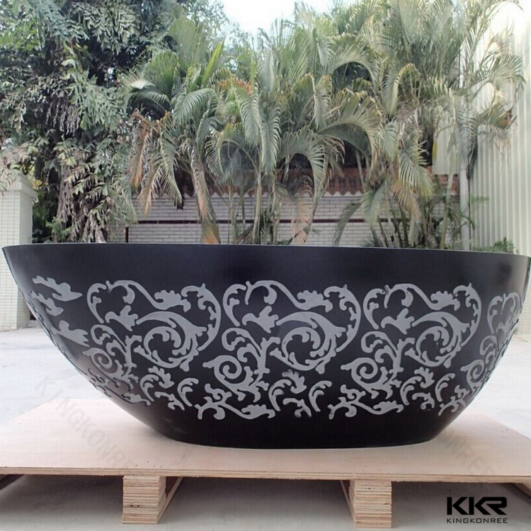 Durable Popular Moon Oval Shaped Style Large Size Bathroom Solid Surface Freestanding Standalone Bathtub