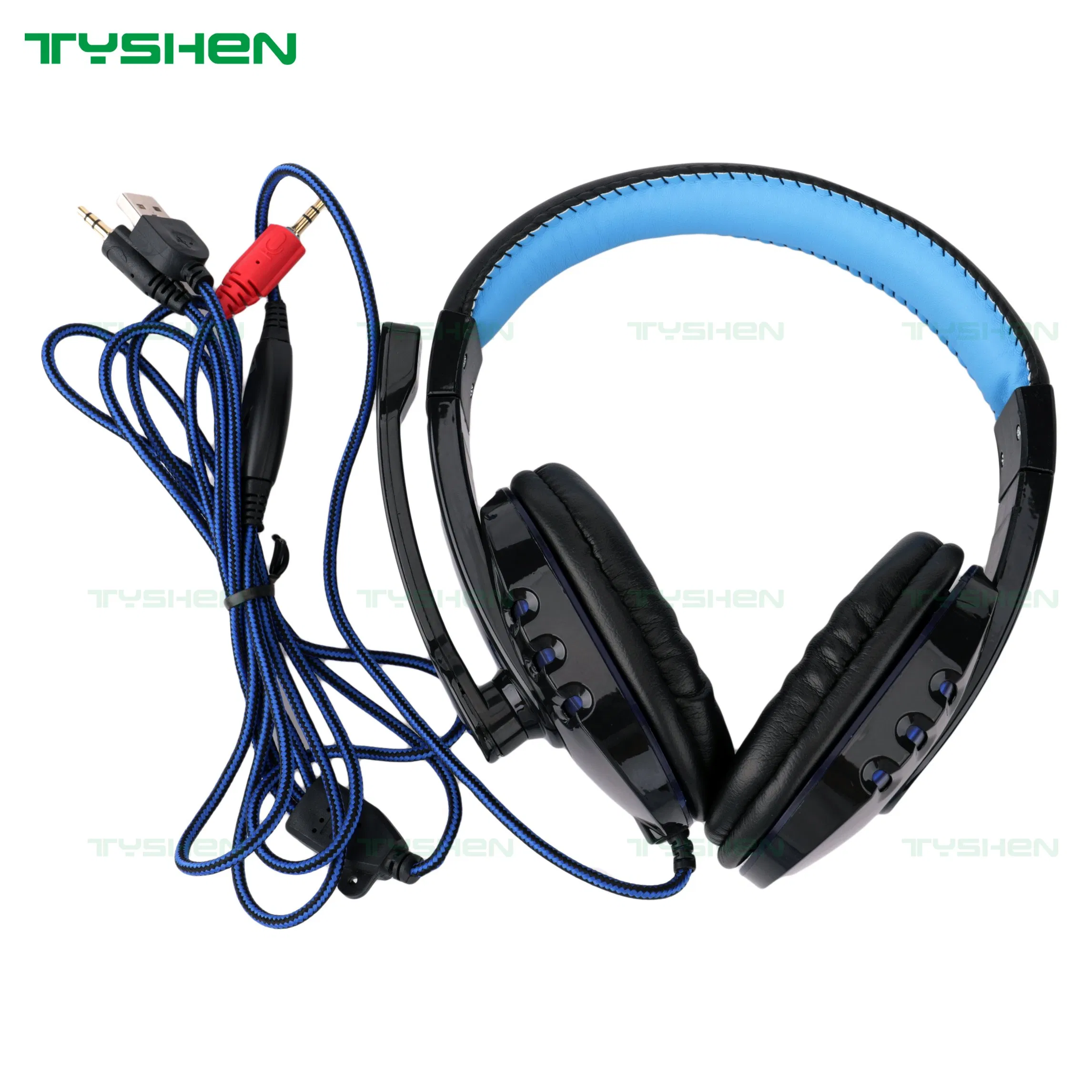 Computer Gaming Headset, with LED, Black&Blue Color, Blue LED