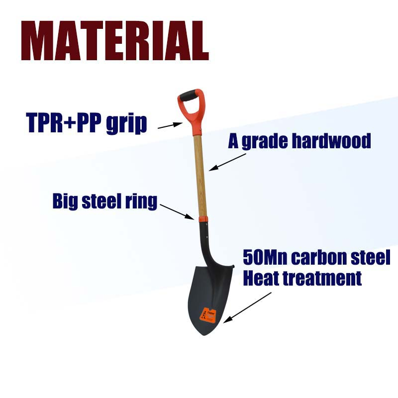 South American Wooden Handle S518 Steel Garden Agricultural Farming Round Mouth Pala Digging Shovel