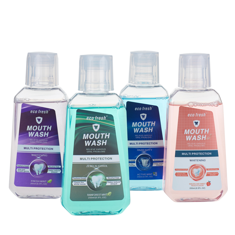 Custom Logo Wholesale 250ml 500ml Teeth Whitening Herbal Fresh Mint Portable Mouthwash for Bad Breath Reduce Plaque