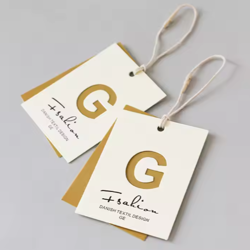 Бирки подвесные льняные с логотипом для одежды аксессуаров