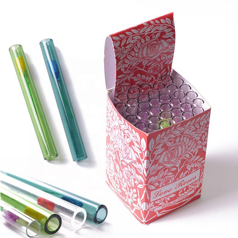 Love Roses Glass Tube with Flowers Inside Smoking Pipes 36PCS in One Box Love Rose Glass Pipe Oil Burner
