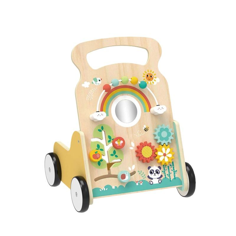 Wooden Baby Walker Multi-Functional Activity Center Bead Maze Pull and Push Cart Baby Learning Walk