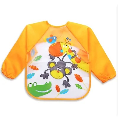 Baby Reusable Leak Proof Bib Washable Waterproof Bib for Kids with Sleeves