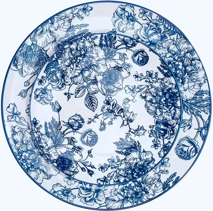 Hot-Selling 12/16/18/24PCS Dinner Set Pad Printing Blue Porcelainware Stoneware Ceramics Tableware