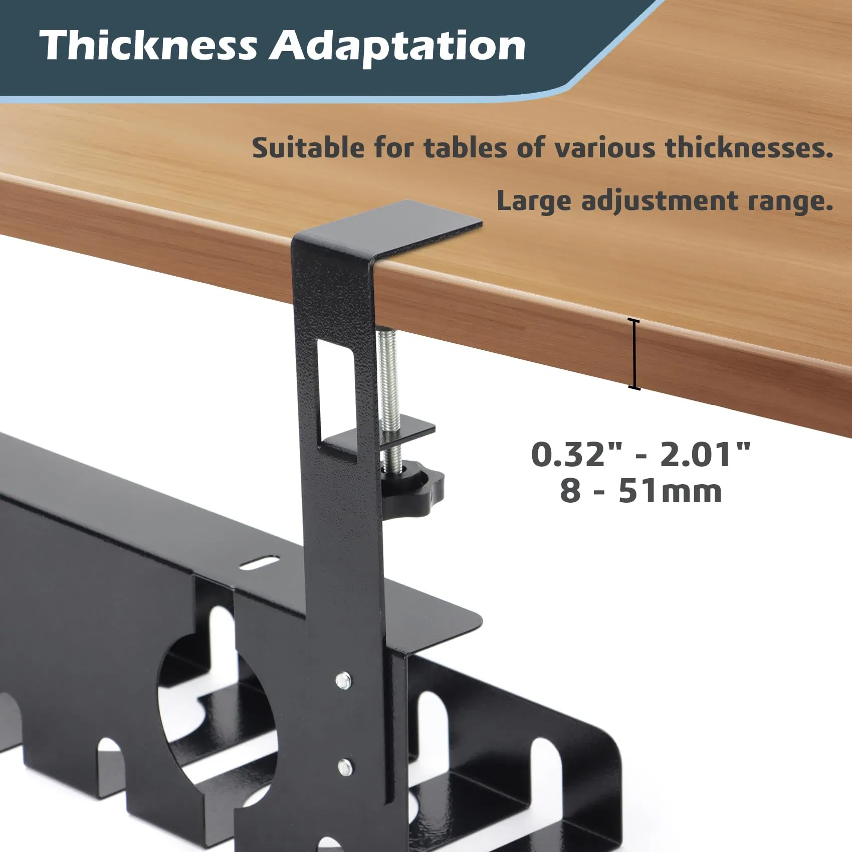 Under Desk Cable Management Tray 2 Pack Black, Home & Office Standing Desk Cord Organizer