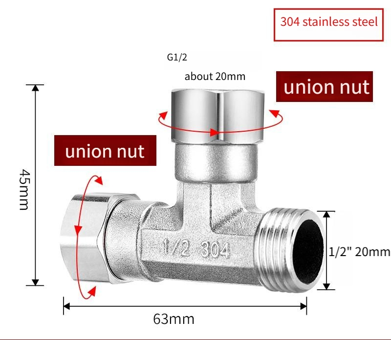 3 Ways Pipe Fittings with Flexible Joints 304 Stainless Steel Elbow for Water Pipe