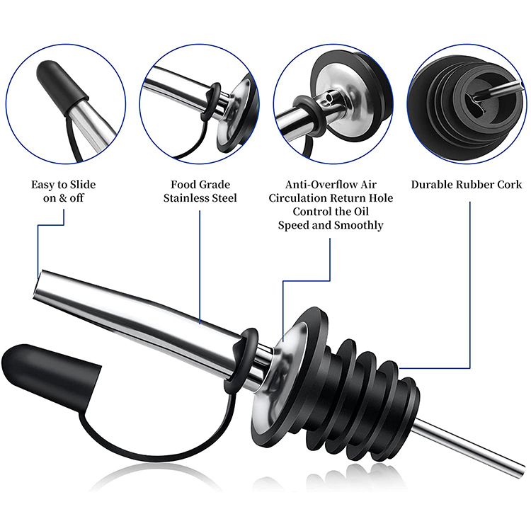 Olive Oil Vinegar Wine Liquor Tapered Stopper Spout Free Flow Dispenser Pour Spouts for Sale