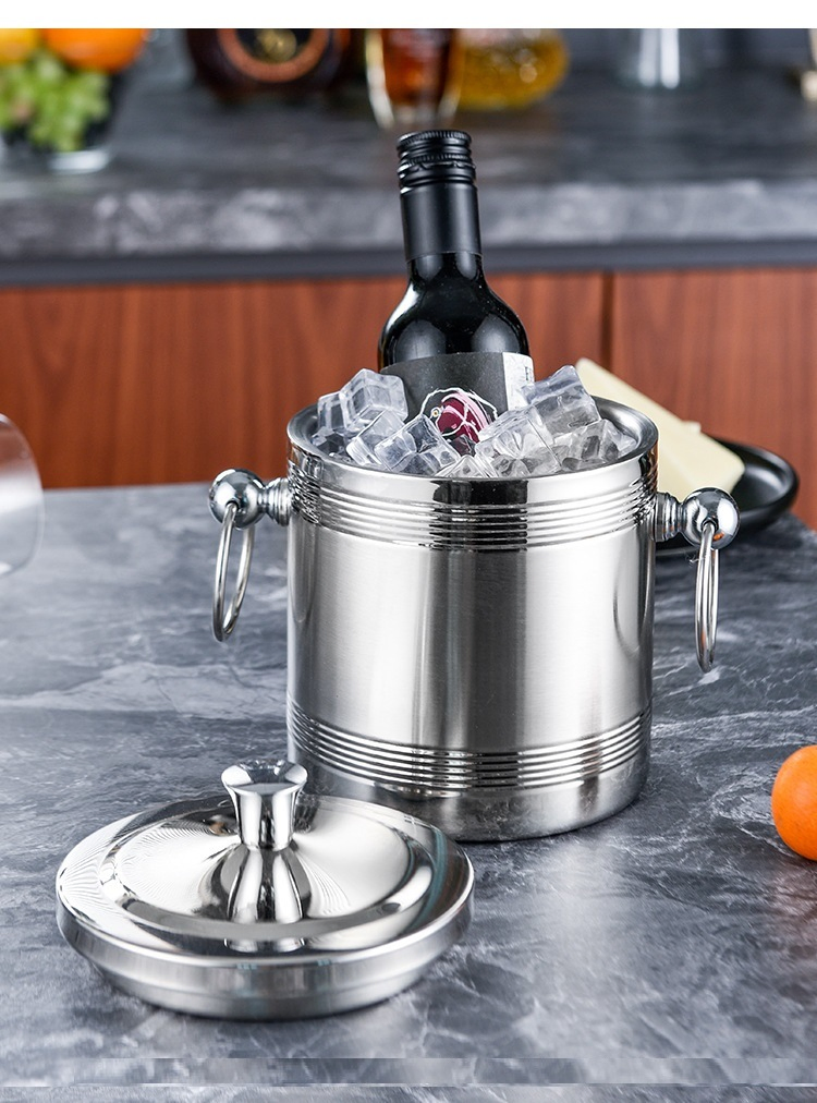 Stainless Steel Ice Bucket Thermal Bucket Silver Quality Insulated Ice Bucket
