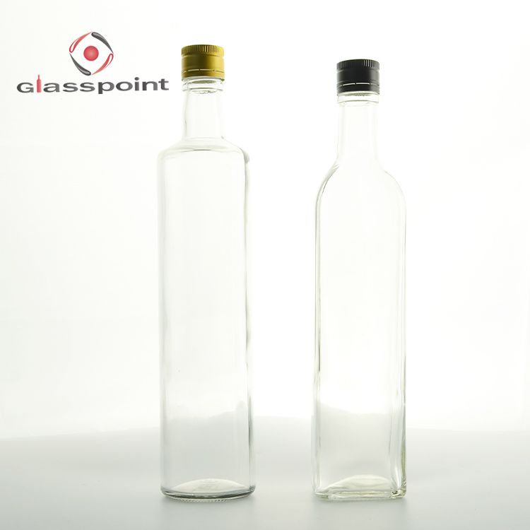 Clear Round Empty Olive Oil Glass Bottle for Kitchen Soy Sauce Vinegar