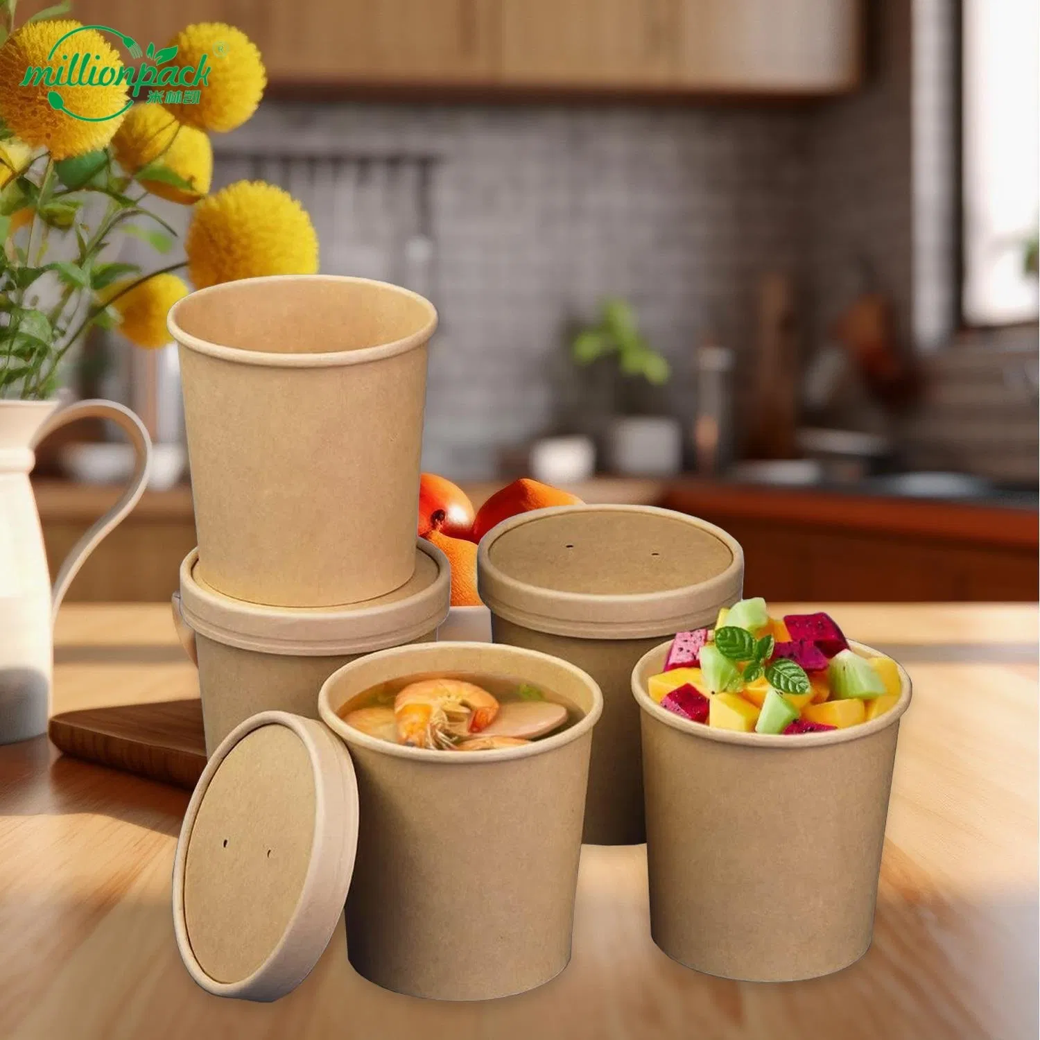 Food Grade Kraft Paper Cup Soup Bowl for Safe Food Containment Assurance