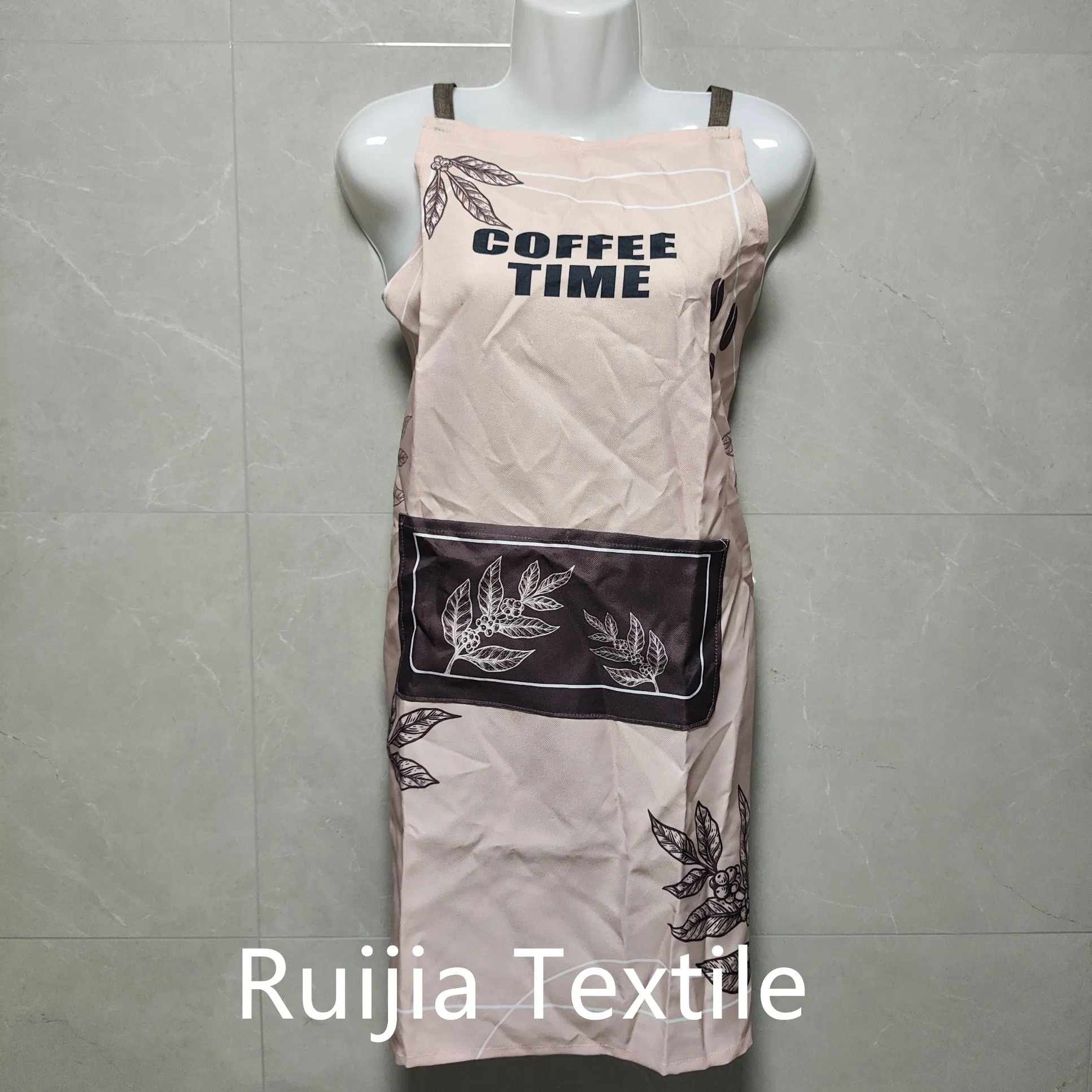 Coffee Shop Custom Printed Polyester Cotton Apron Waterproof Aprons with Pocket