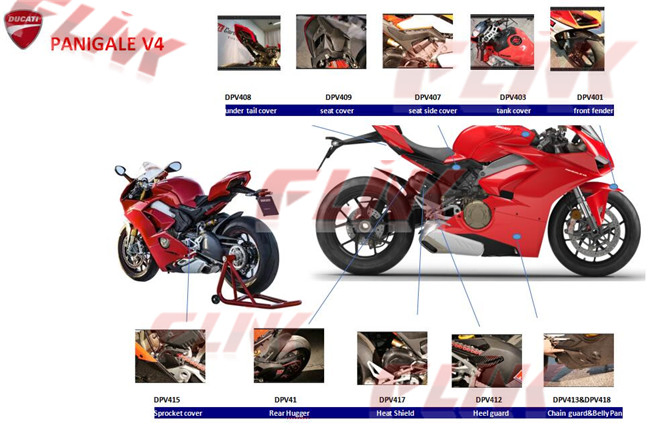 Полный комплект аксессуаров из карбона для Ducati Panigale V4