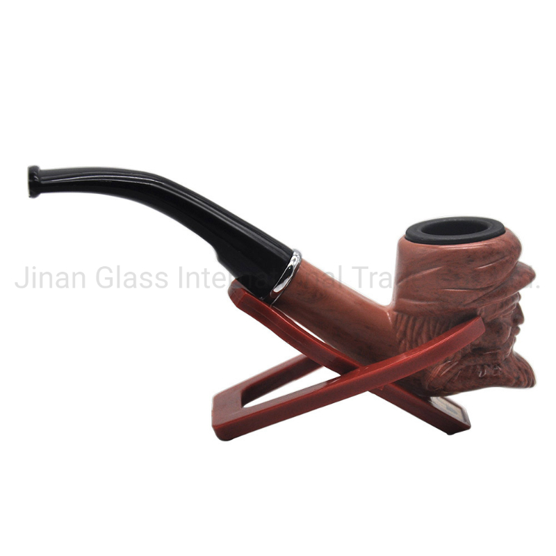 2020 Hot Sale Bearded Old Man with Long Handle and Flat Mouth Wooden Pipe