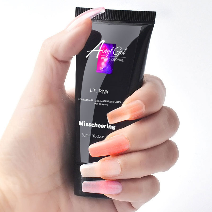 9 Colors Private Label Non Toxic UV Poly Nail Gel 30g Tube Professional Clear Poly Acryl Gel