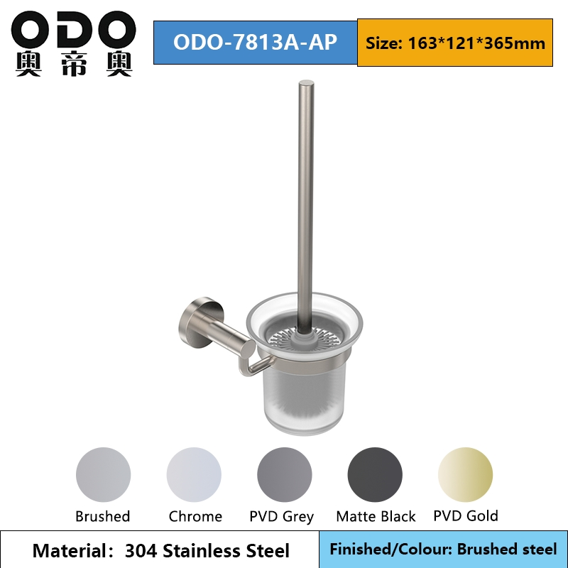 Современный ёршик для унитаза со стальным держателем и стеклянным стаканом