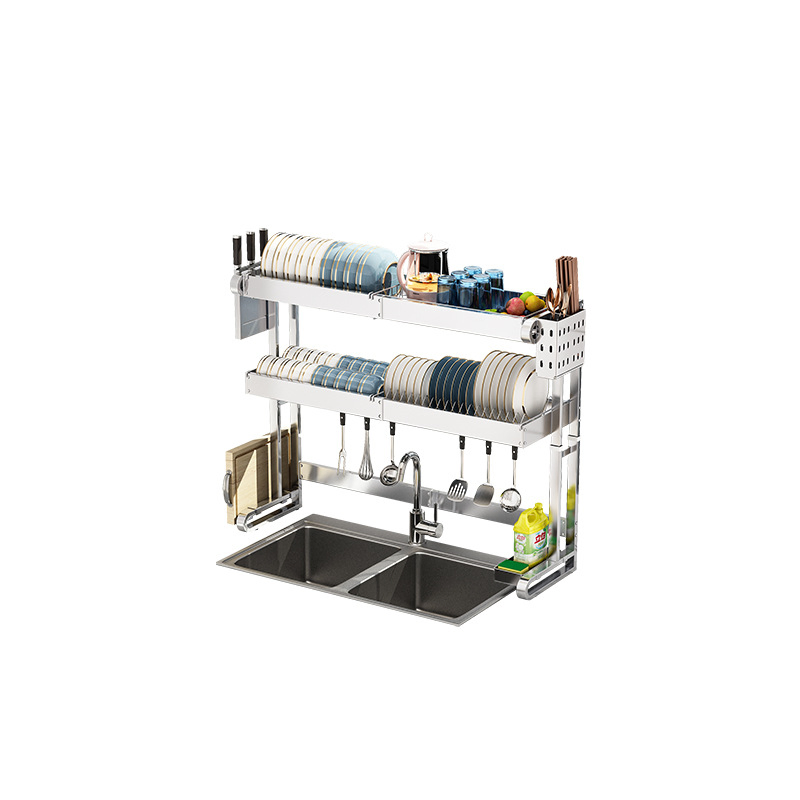 Телескопическая сушилка для посуды на кухонную мойку