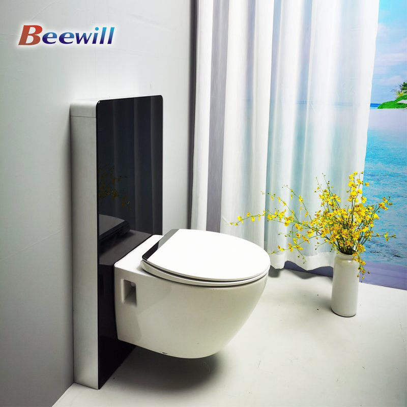 Modern Sanitary Ware Wall Hung Toilet Glass Cistern Dual Flush Toilet Tank