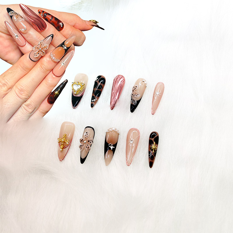 Eco-Friendly Dark Green Tea Nail Polish with Stylish Art Design