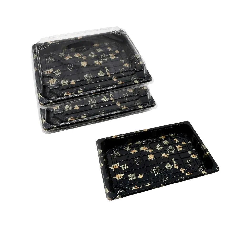 Custom Gold Black Color Plastic Takeout Food Container Rectangular Takeaway Food Packaging