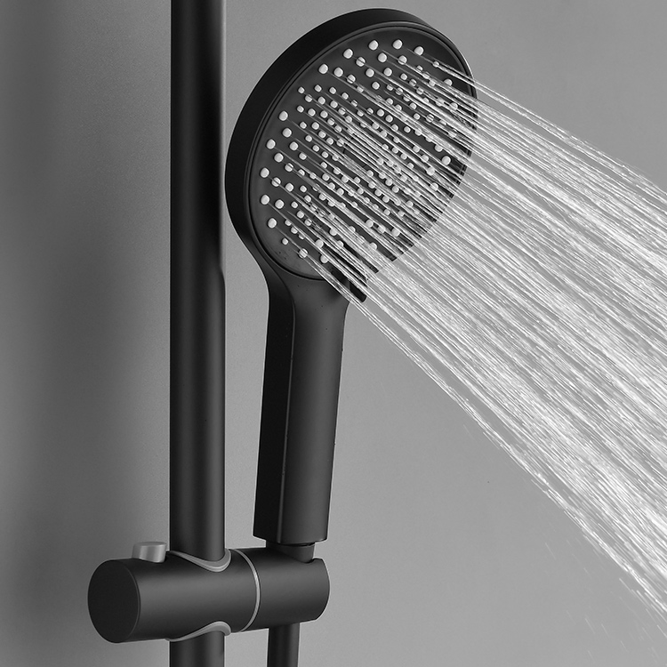 Factory Wholesale Wall Mounted Bathroom Shower Set Water Tap Stainless Steel Matte Black Shower Mixer Faucet Water Saving Round Rainfall Head Shower