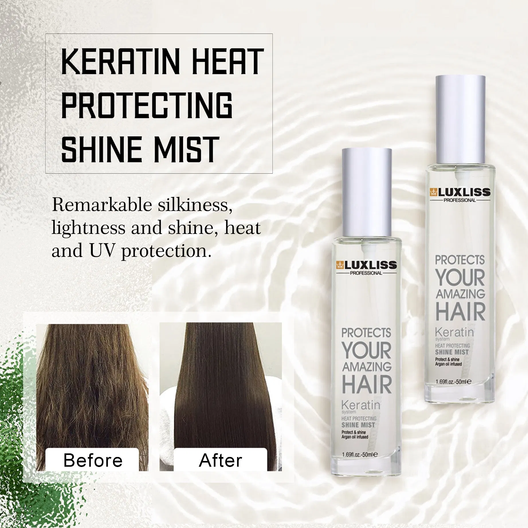 Luxliss UV Protection Keratin Hair Products Heat Protectant & Nourishing Hair Spray Mist