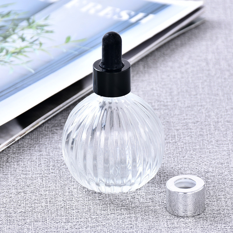 Crystal White Material 50ml Screw Thread Lantern Perfume Bottle Empty Bottle Contain Electrolysis Electrified Aluminium Spray Cover Transparent Glass Spray Bott