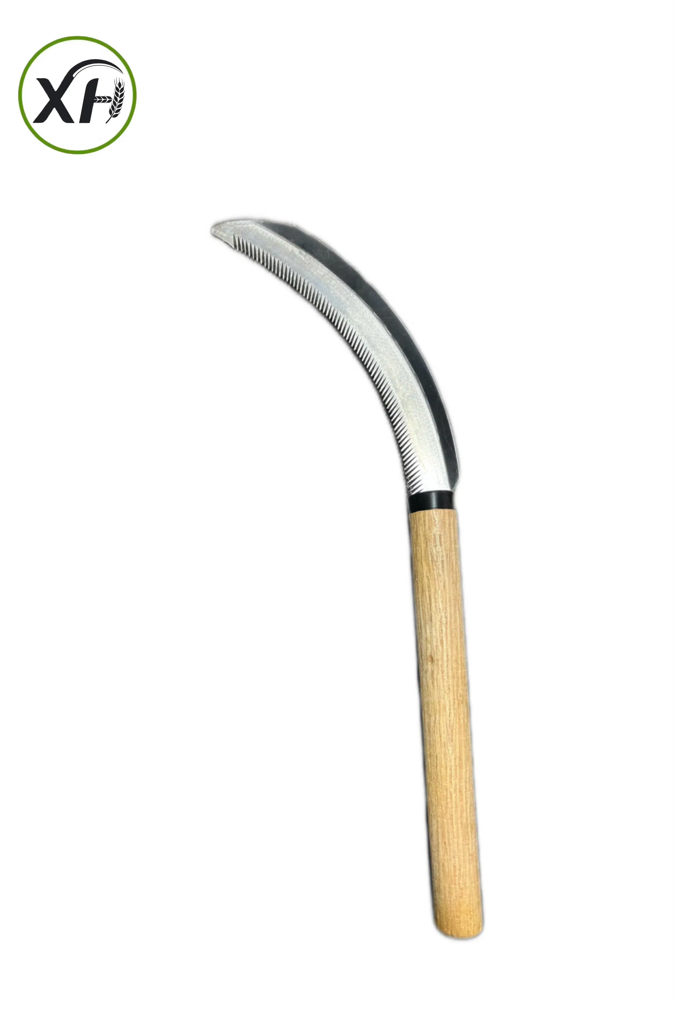Hot-Selling Japanese-Style Bending Treatment Outdoor Gardening Agricultural Grass-Cutting Tool Sickle with Cypress Wooden Handle Sickle