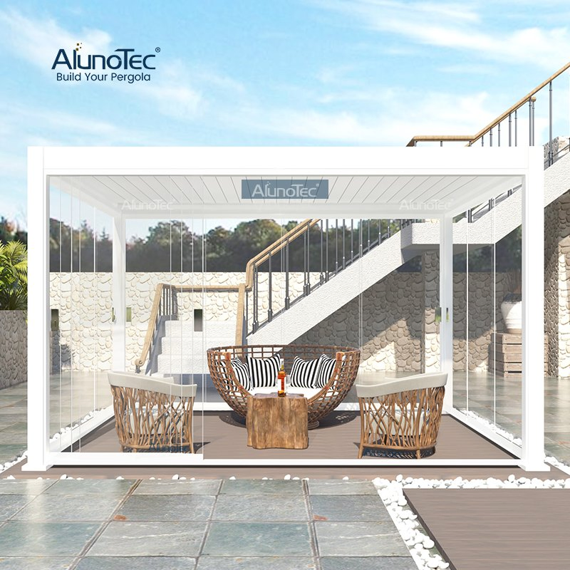 DIY Customized Heavy Duty Waterproof Louvre Roof Pavilion Outdoor Canopy Aluminium Pergola Opening Roof Gazebo with Zip Screen
