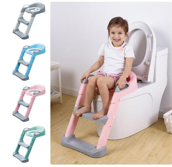 Comfortable Safe Kids Toddlers Step Stool Ladder Toilet Potty Training Seat