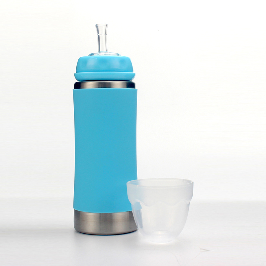 4 in 1 304 Stainless Steel Baby Bottle Silicone Straw Water Bottle with Handle and Sleeve