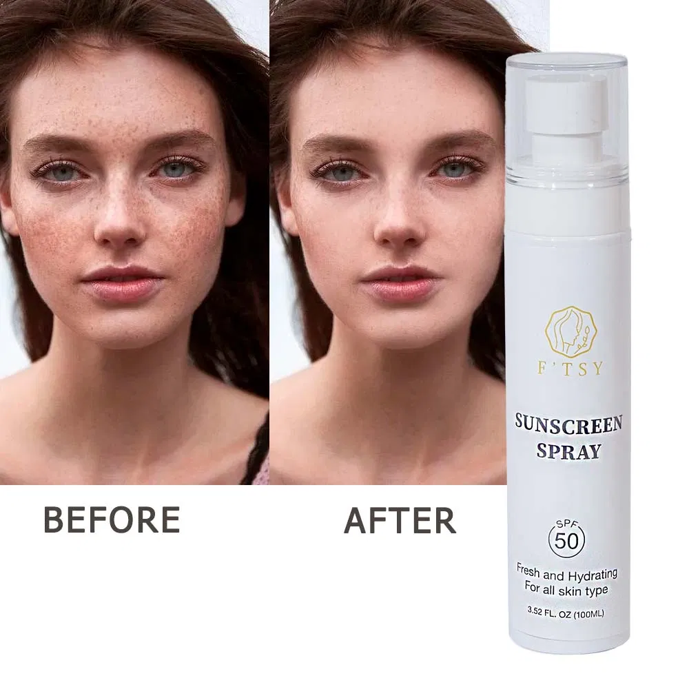 Hot Selling Custom Logo Vegan Natural Moisturizing Calming SPF 50 UVA UVB Protecting Sunscreen Face Mist Spray