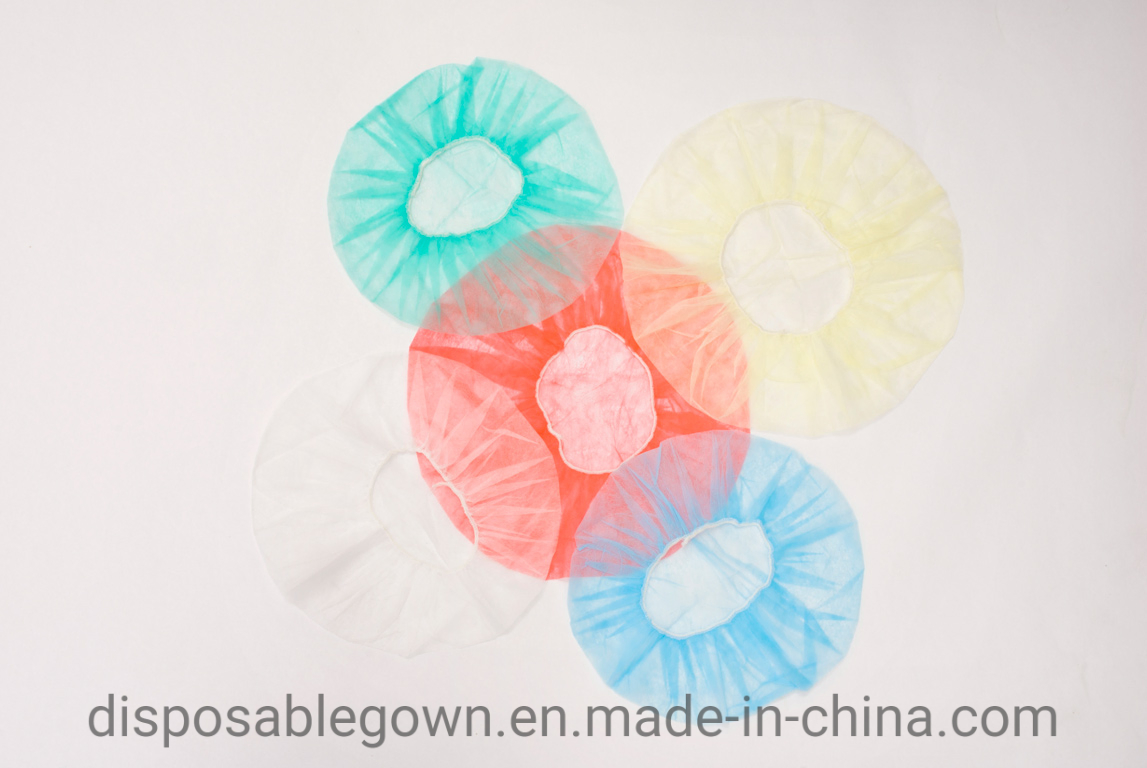Disposable Use PP Nonwoven Protective Bouffant Cap with Single Elastic for Factory/Food Industry
