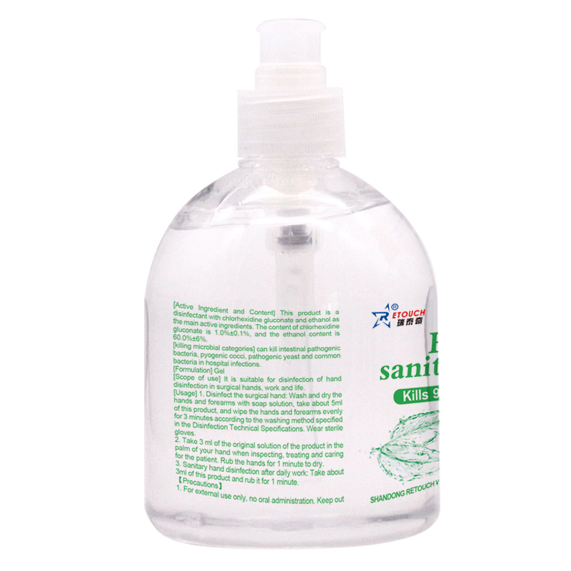 500ml 75% Alcohol Gel for Hand Disinfecting, Without Handwashing