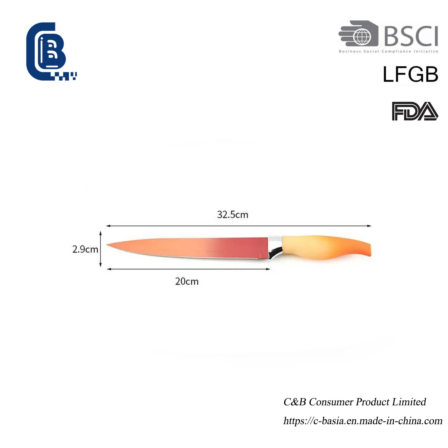 6PCS Non-Stick Coating Knife Set - PP Handle, Professional Chef Tools with Peeler