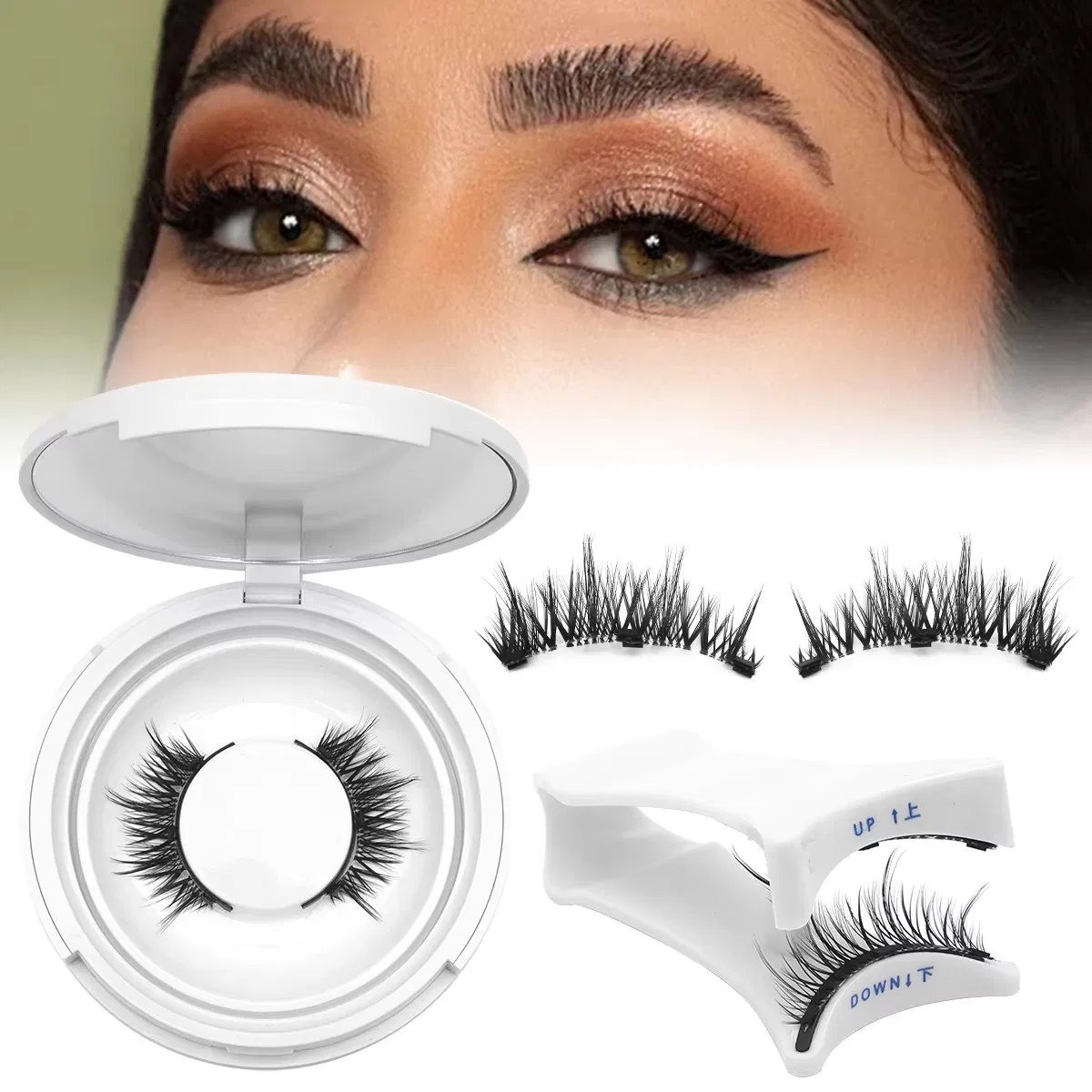 2025 Hot Private Label Natural Magnetic False Eyelashes No Glue Magnetic Eye Lash with Applicator False Eyelashes