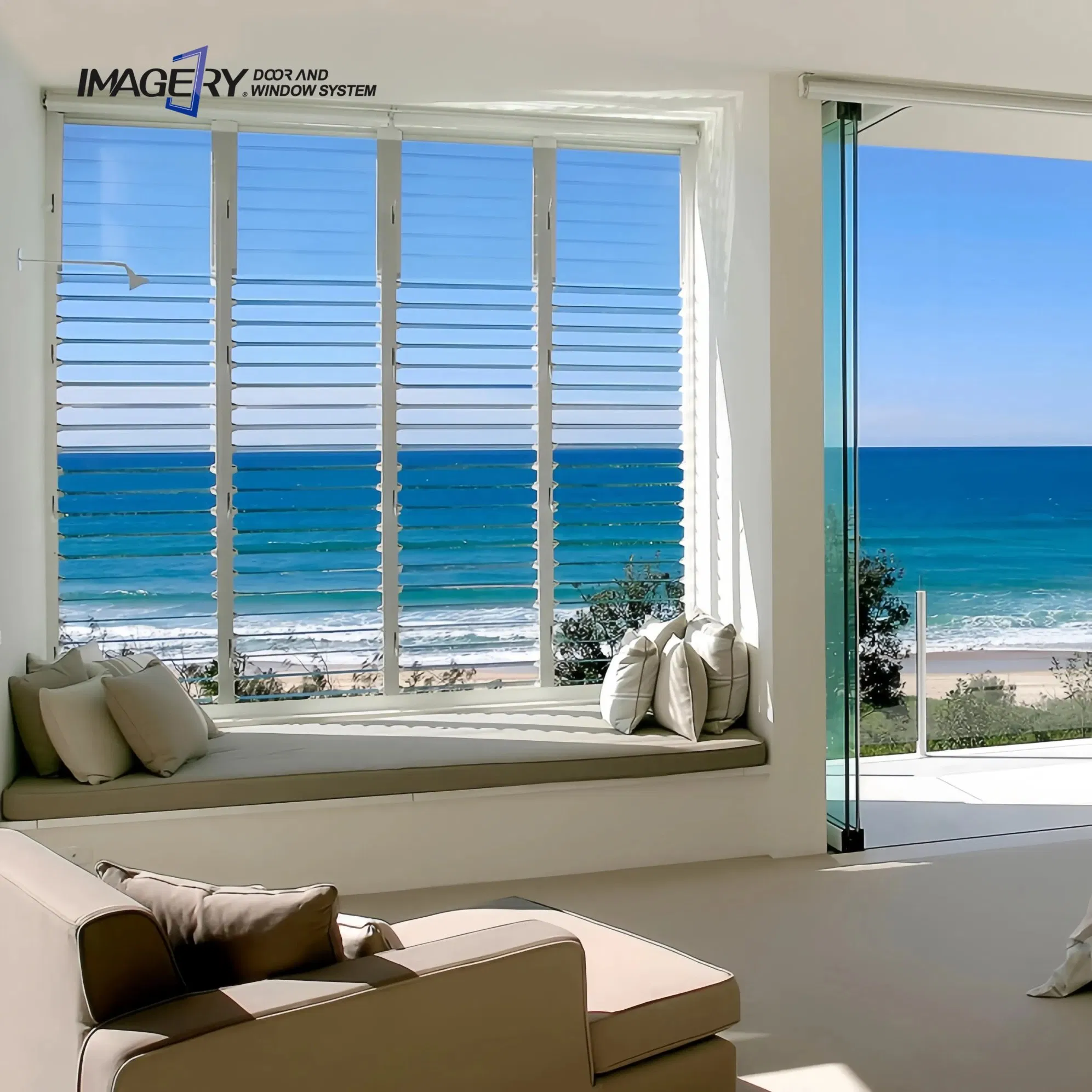 OEM Temperred Adjustable Shutter Price Morden Aluminum Jalousie Vertical Louver Glass Window