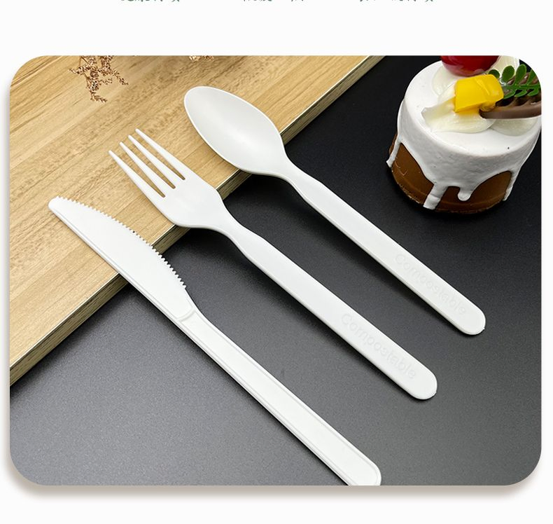 Eco-Friendly Food Grade PLA Cutlery Set Biodegradable Tableware Spoons Forks and Knives