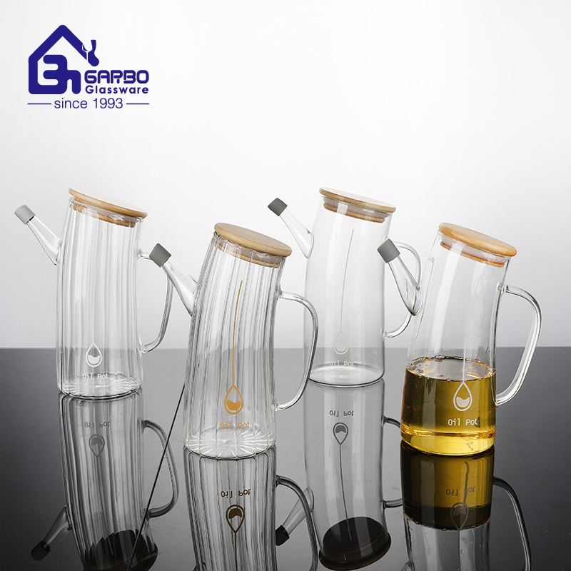1L High Borosilicate Glass Kitchenware Oil Bottle with Bamboo Lid